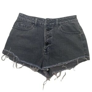 Urban Outfitters BDG Super High Rise Foxy Black Denim Button Fly Shorts 28w